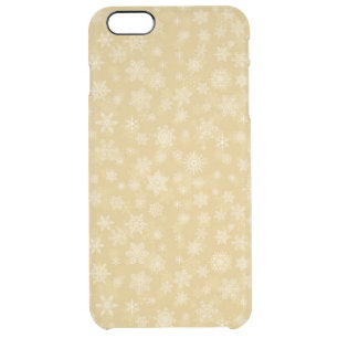 Christmas Gold,white Snowflakes Clear iPhone 6 Plus Case