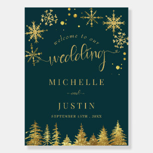 Christmas Gold Woodland Pine Trees Wedding Foam Board