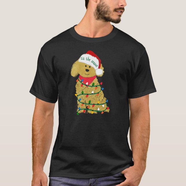  Christmas Golden Doodle Puppy   T-Shirt (Front)