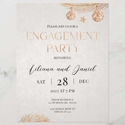 Christmas Golden Engagement Party Invitation