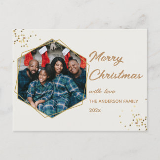 Christmas Golden Hexagon Photo Postcard