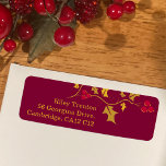 Christmas golden holly and red berries graphic  label<br><div class="desc">Festive red berry and golden colored holly leaves graphic address label. Other matching items are available. Graphic design by www.mylittleeden.com</div>