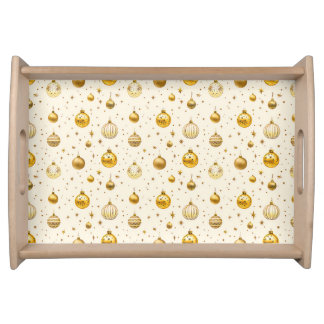 Christmas Golden Ornaments Serving Tray