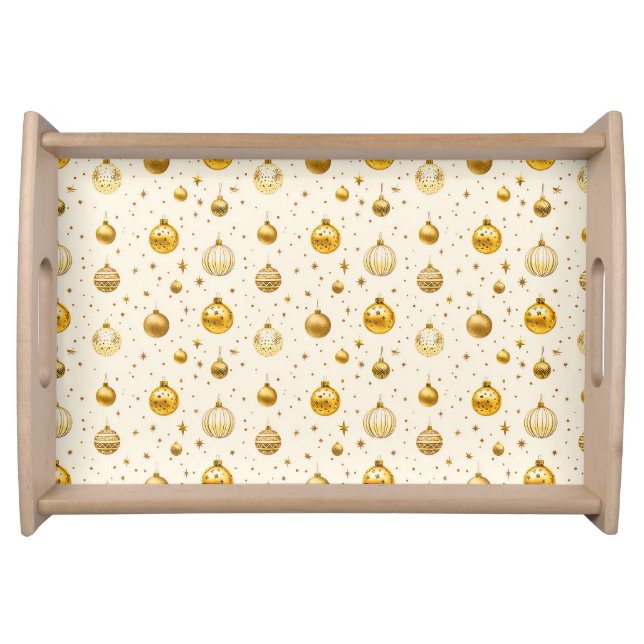 Christmas Golden Ornaments Serving Tray (Front)