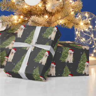 Christmas Golden Retriever and Tree  Wrapping Paper