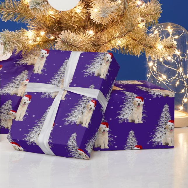 Christmas Golden Retriever and Tree  Wrapping Paper (Holidays)