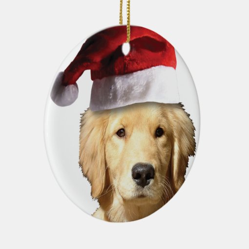 Christmas Golden Retriever Ceramic Ornament | Zazzle