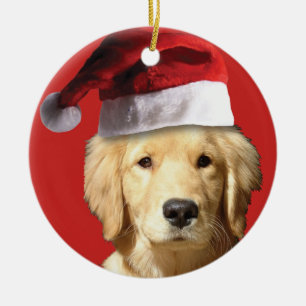 Christmas Golden Retriever Ceramic Ornament