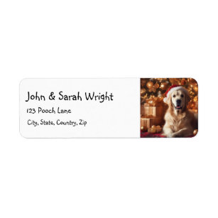 Christmas Golden Retriever Dog Address Label