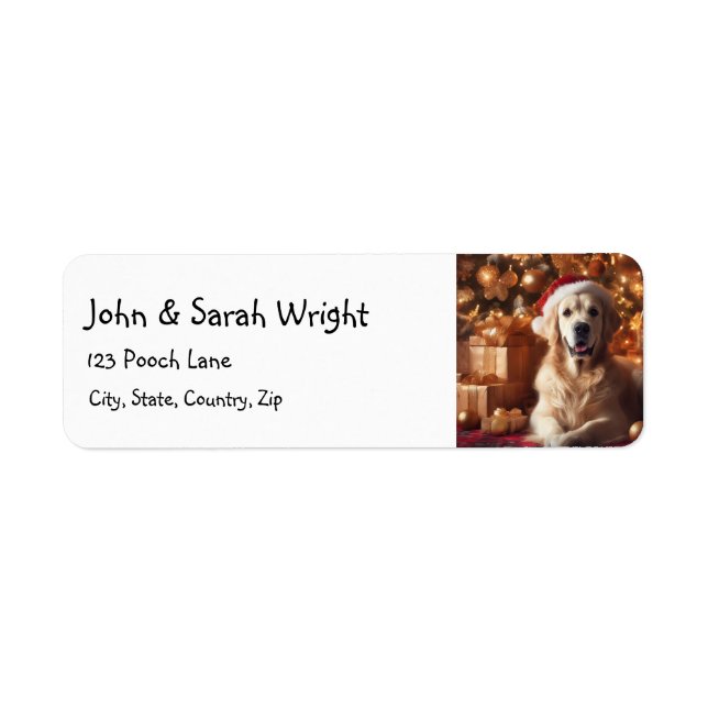 Christmas Golden Retriever Dog Address Label (Front)