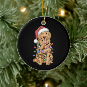 Christmas Golden Retriever Dog Lover Gift Mom Dad Ceramic Ornament