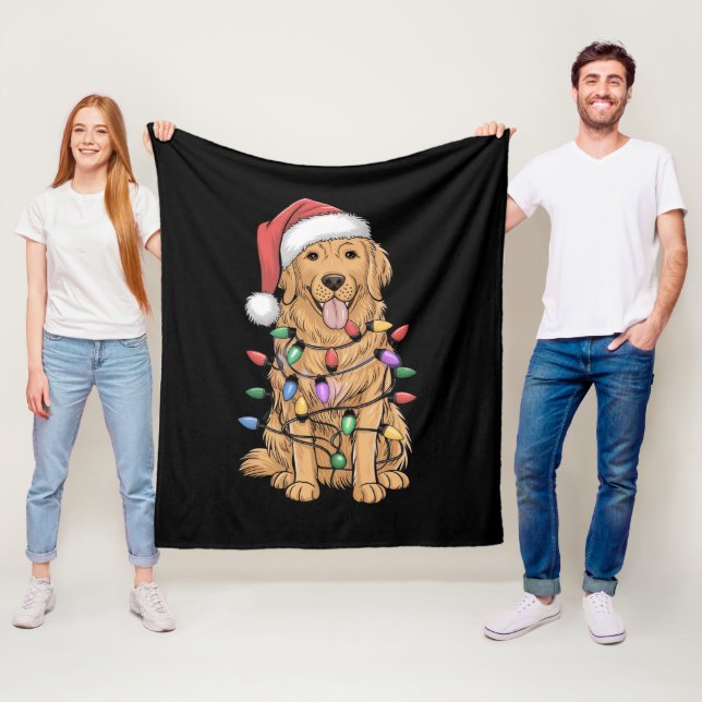 Christmas Golden Retriever Dog Lover Gift Mom Dad Fleece Blanket (In Situ)
