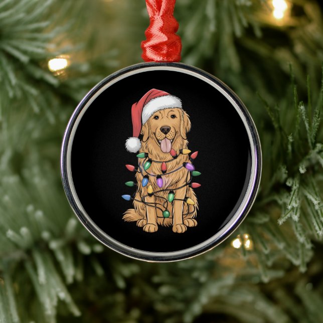 Christmas Golden Retriever Dog Lover Gift Mom Dad Metal Ornament (Tree)