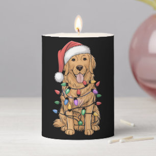 Christmas Golden Retriever Dog Lover Gift Mom Dad Pillar Candle