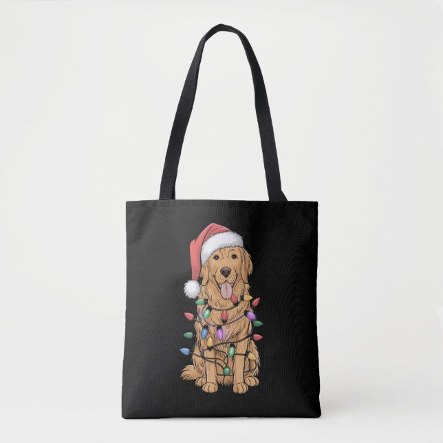 Christmas Golden Retriever Dog Lover Gift Mom Dad Tote Bag (Front)