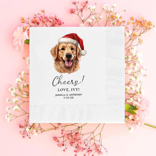 Christmas Golden Retriever Dog Personalized Cheers Napkins