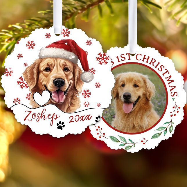 Christmas Golden Retriever Dog Personalized Ornament Card (Creator Uploaded)