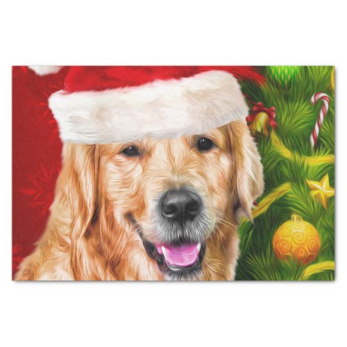 Christmas Golden Retriever Dog Santa Tissue Paper