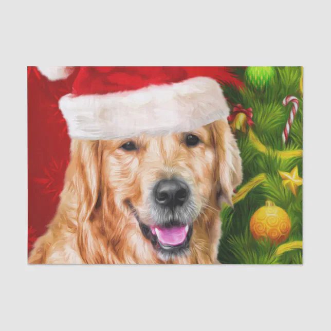 Christmas Golden Retriever Dog Santa Tissue Paper | Zazzle
