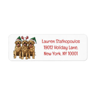 Christmas Golden Retriever Dogs Label