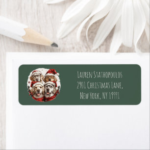 Christmas Golden Retriever Dogs Label