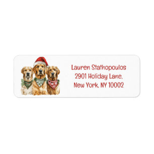 Christmas Golden Retriever Dogs Label