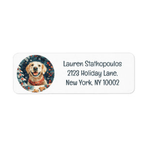 Christmas Golden Retriever Dogs Label
