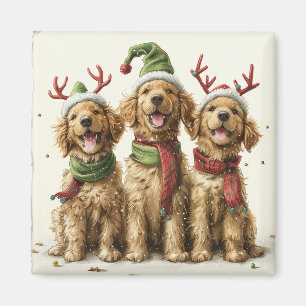 Christmas Golden Retriever Dogs Magnet