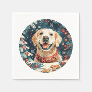 Christmas Golden Retriever Dogs Napkins