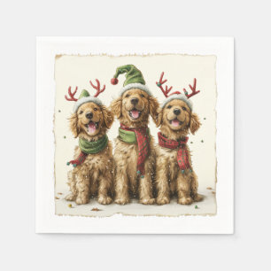 Christmas Golden Retriever Dogs Napkins