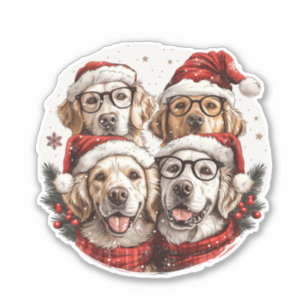 Christmas Golden Retriever Dogs Sticker
