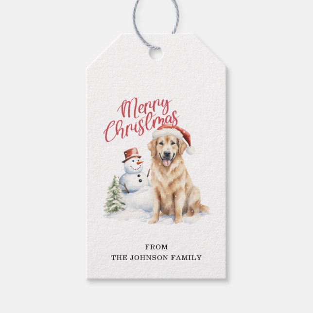 Christmas Golden Retriever Gift Tags (Front)