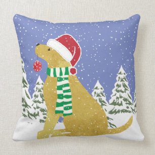 Christmas Golden Retriever Holiday Dog Throw Pillow