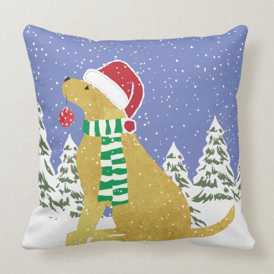 christmas pillow with golden retriever