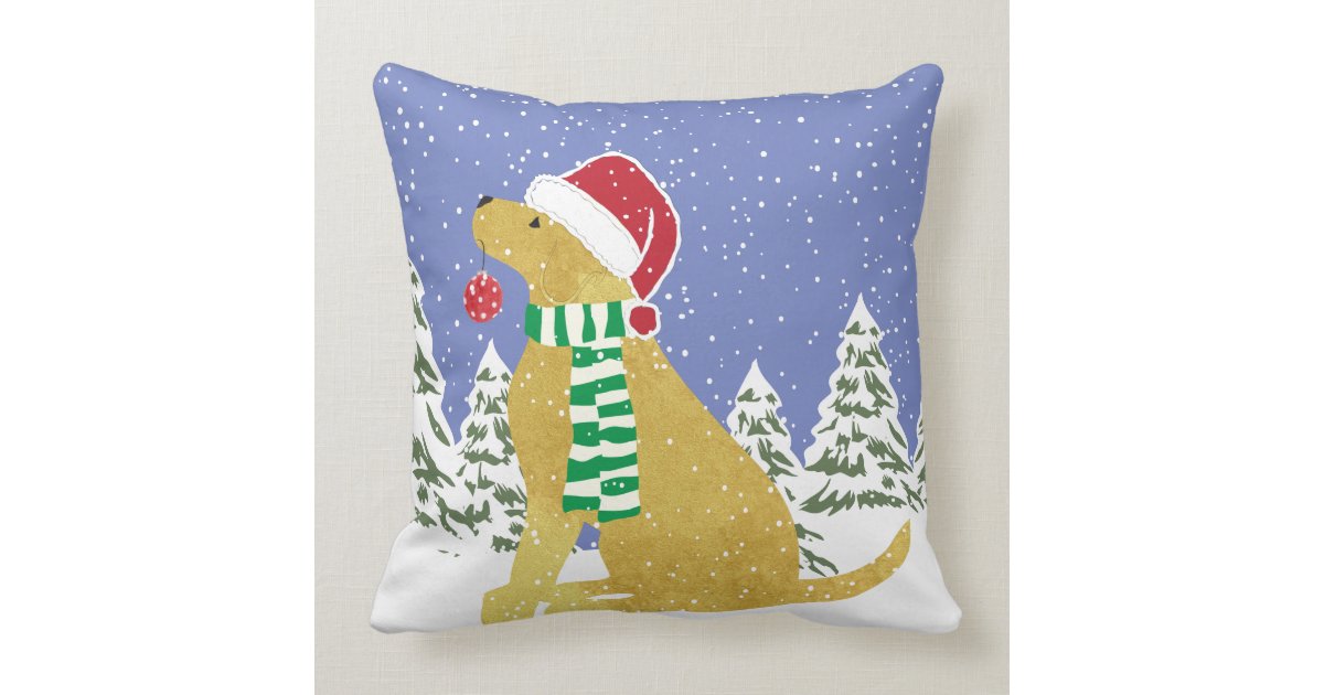 Christmas Golden Retriever Holiday Dog Throw Pillow