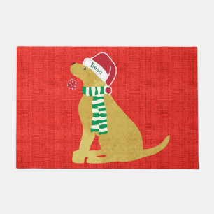 Christmas Golden Retriever Holiday Red Dog Doormat