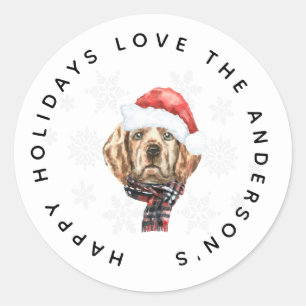 Christmas Golden Retriever in Santas Hat Holidays Classic Round Sticker