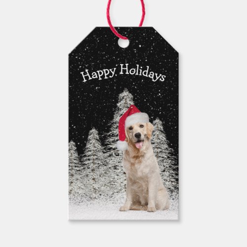 Christmas Golden Retriever In Snowflakes Gift Tags