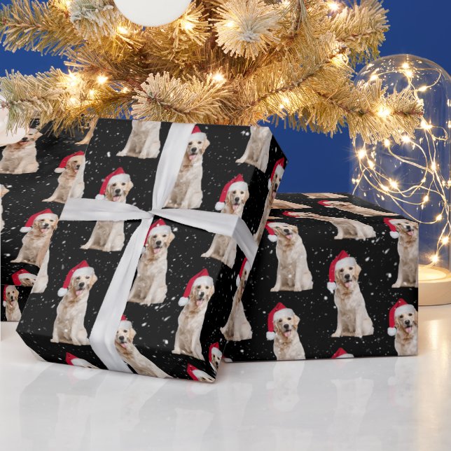 Christmas Golden Retriever In Snowflakes  Wrapping Paper (Holidays)