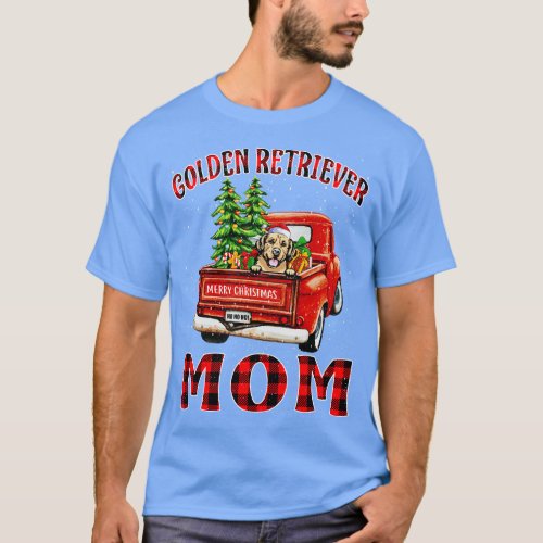 Christmas Golden Retriever Mom Santa Hat Truck Tre T_Shirt