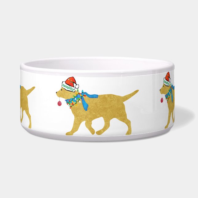 Christmas Golden Retriever Naughty but Nice Bowl (Front)