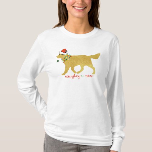 Christmas Golden Retriever Naughty but Nice T_Shirt