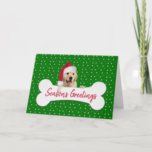 Christmas Golden Retriever On Dog Bone  Holiday Card
