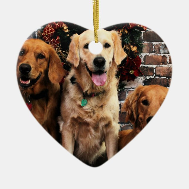 Christmas Golden Retriever Packer Bella Darby #50 Ceramic Ornament (Front)