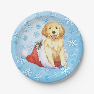 Christmas Golden Retriever Paper Plates