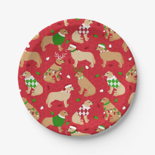 Christmas Golden Retriever Paper Plates