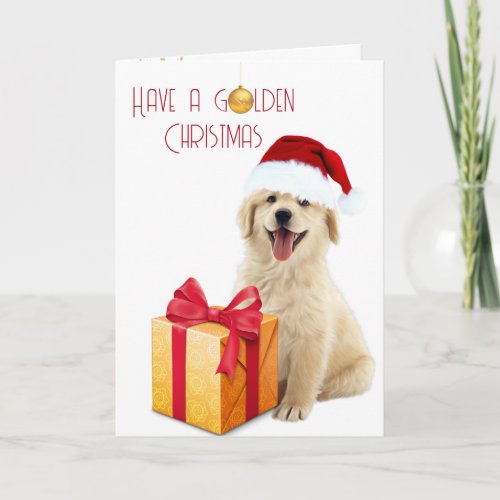 Christmas Golden Retriever Puppy Card