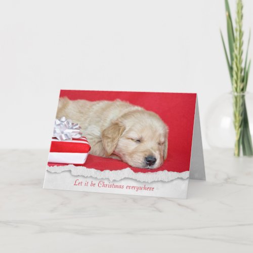 Christmas Golden Retriever Puppy Holiday Card