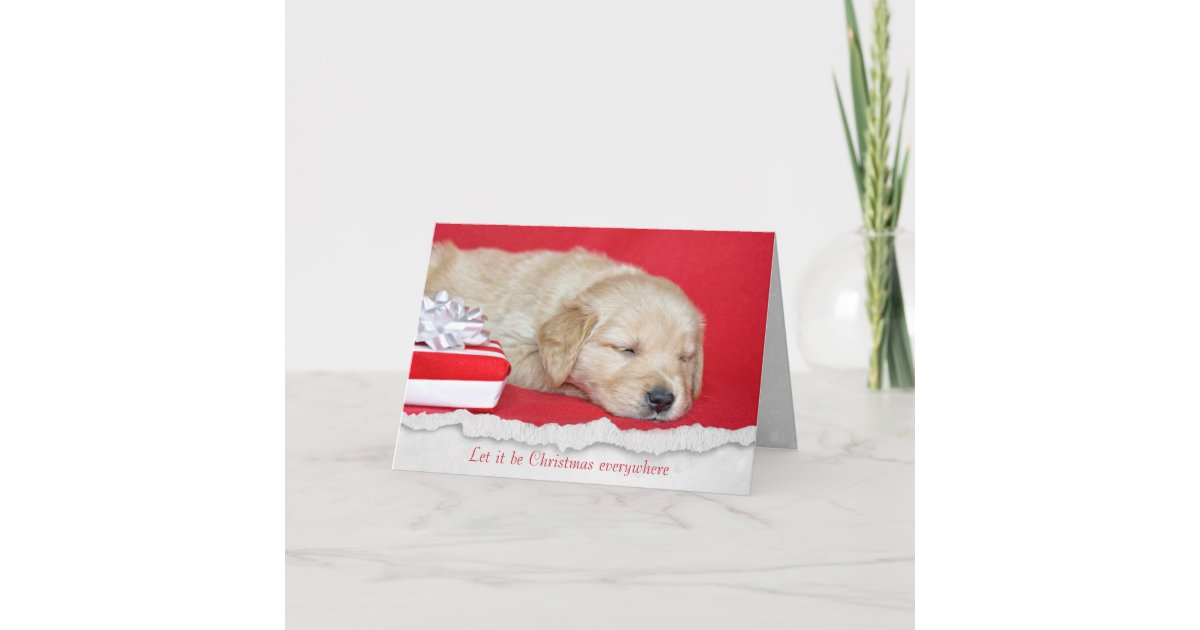 Christmas Golden Retriever Puppy Holiday Card | Zazzle