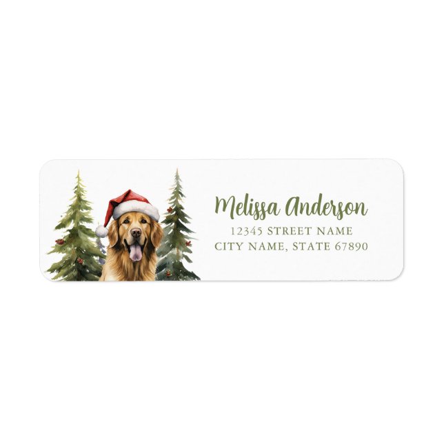 Christmas Golden Retriever Return Address Labels (Front)
